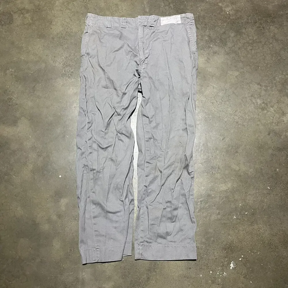 Vintage 70s Grey Canvas Cotton Workwear Chinos 33x27